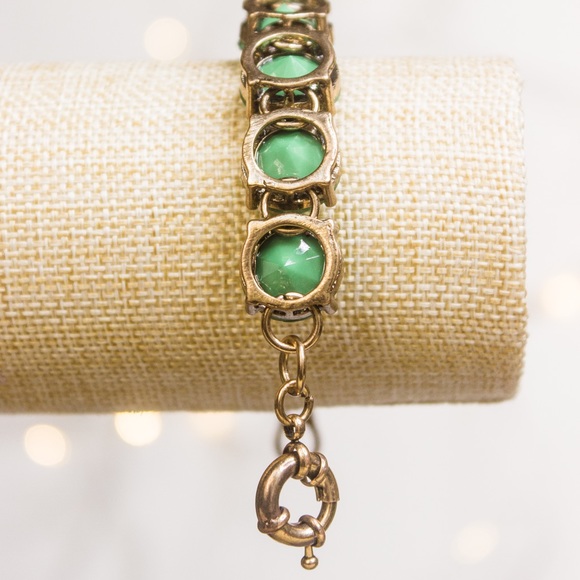 Green Dot Bracelet Antique Bronze Tone - Picture 7 of 8